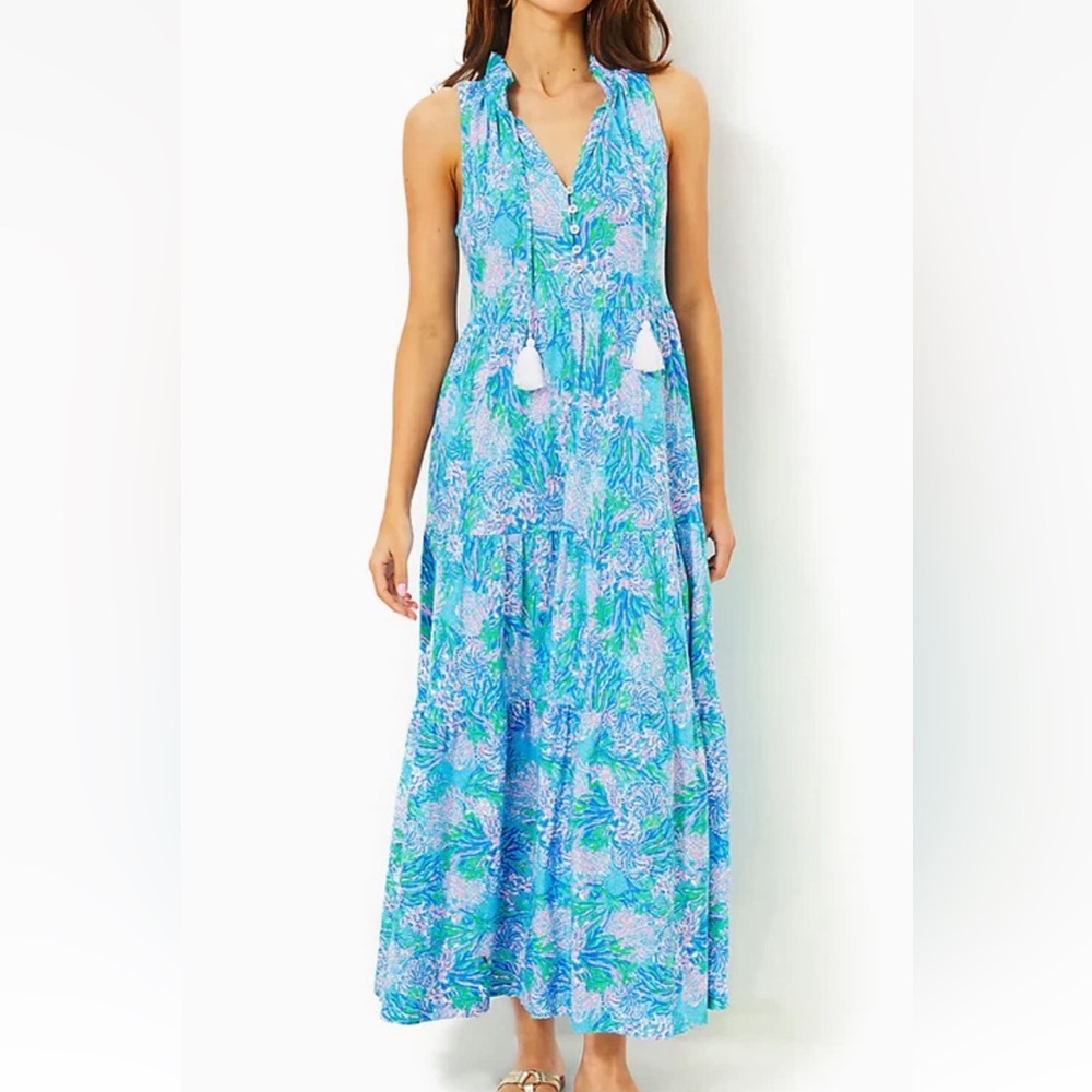NWOT LILLY PULITZER Sz XS MALONE MAXI DRESS *STRONG CURRENT SEA*